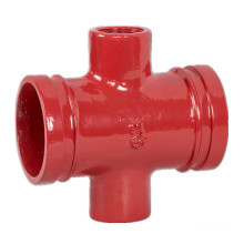 CAST IRON GROOVED FEMALE THREAD REDUCING CROSS PIPE FITTING